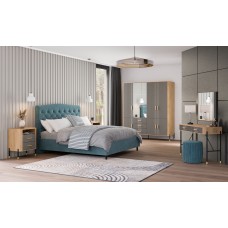 Naktskapīts DANTE DT21, Ozols cremona/Pelēks matēts/Zelts